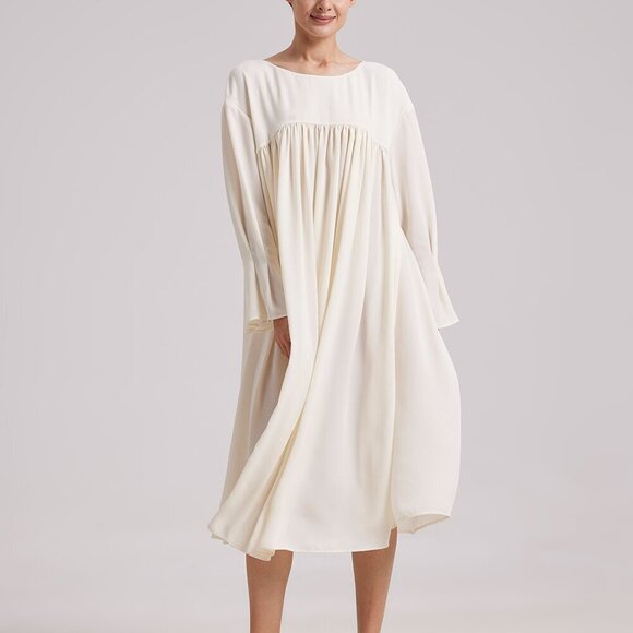 nap Loungewear Burnt Orange Flowy Pleated Midi Dress Sz. S - Picture 9 of 9